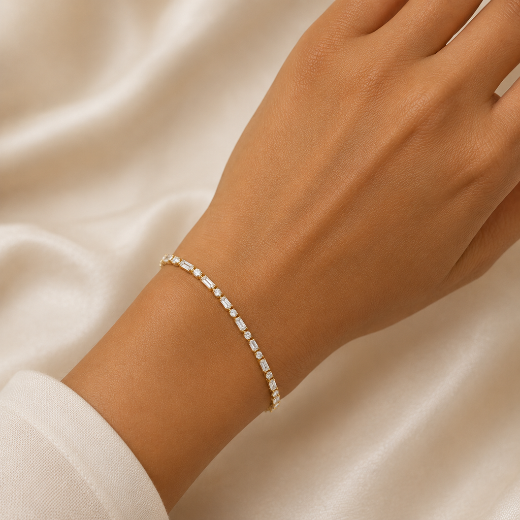 Elysia Tennis Bracelet in Gold