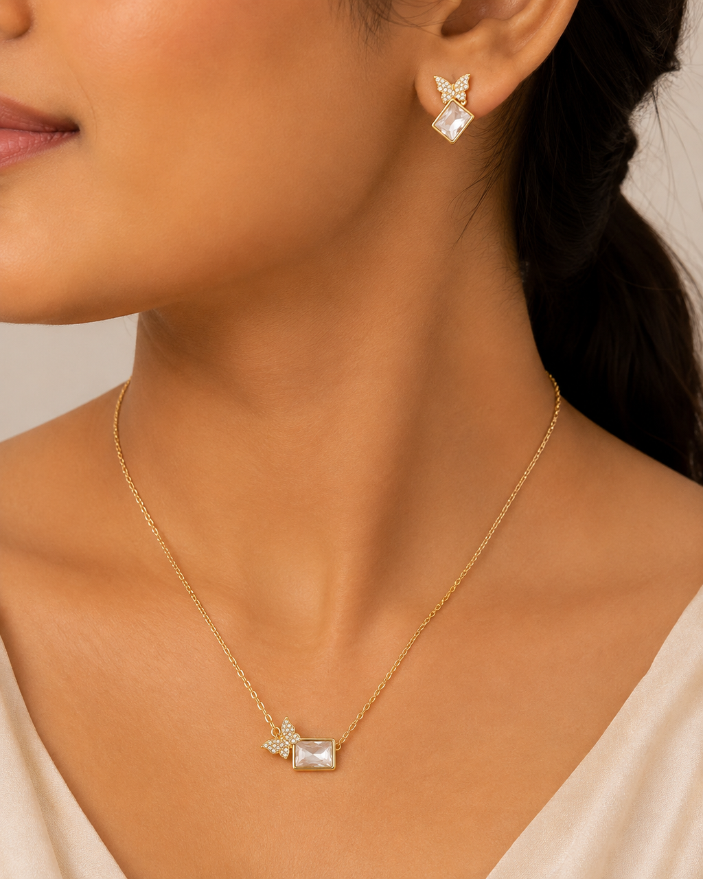 Butterfly Crystal Set in Gold