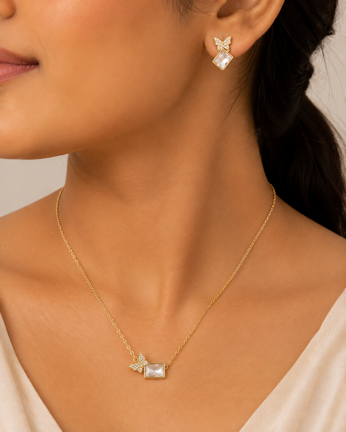 Butterfly Crystal Set in Gold