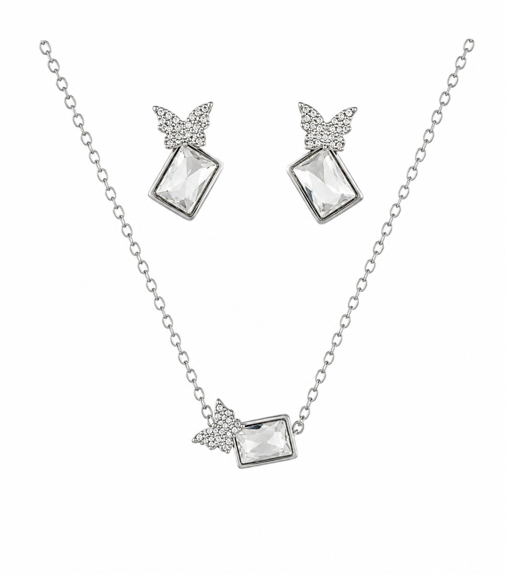 Butterfly Crystal Set in Silver