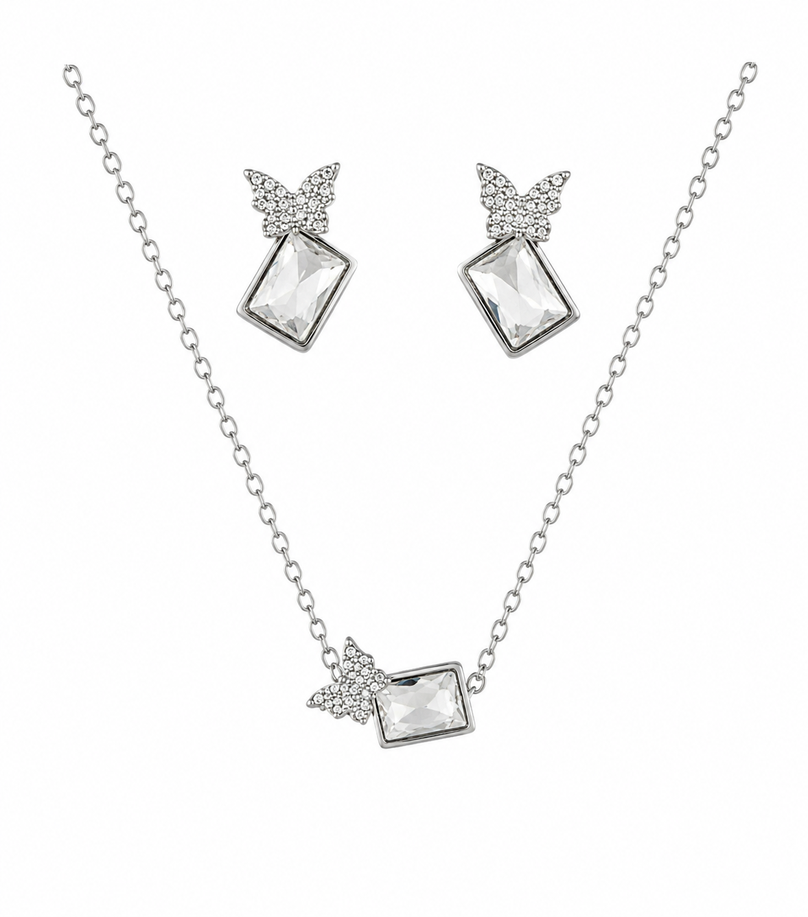Butterfly Crystal Set in Silver