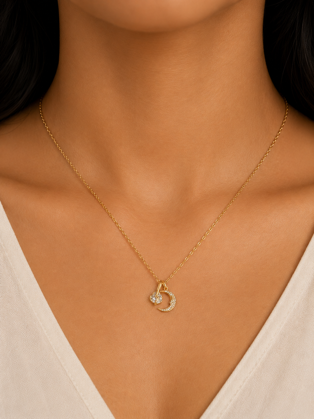 Crescent Glow Pendant in Gold
