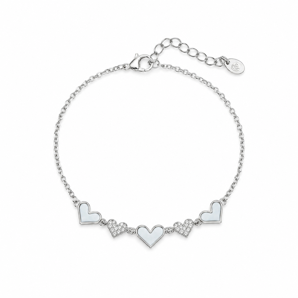 Silver Hearts Charm Bracelet