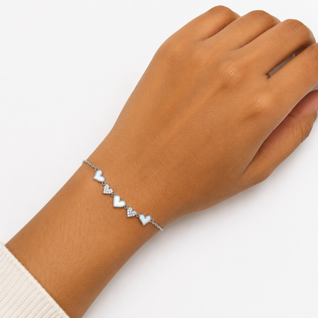 Silver Hearts Charm Bracelet