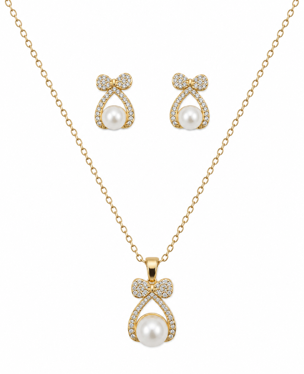 Pearl Bow Pendant Set