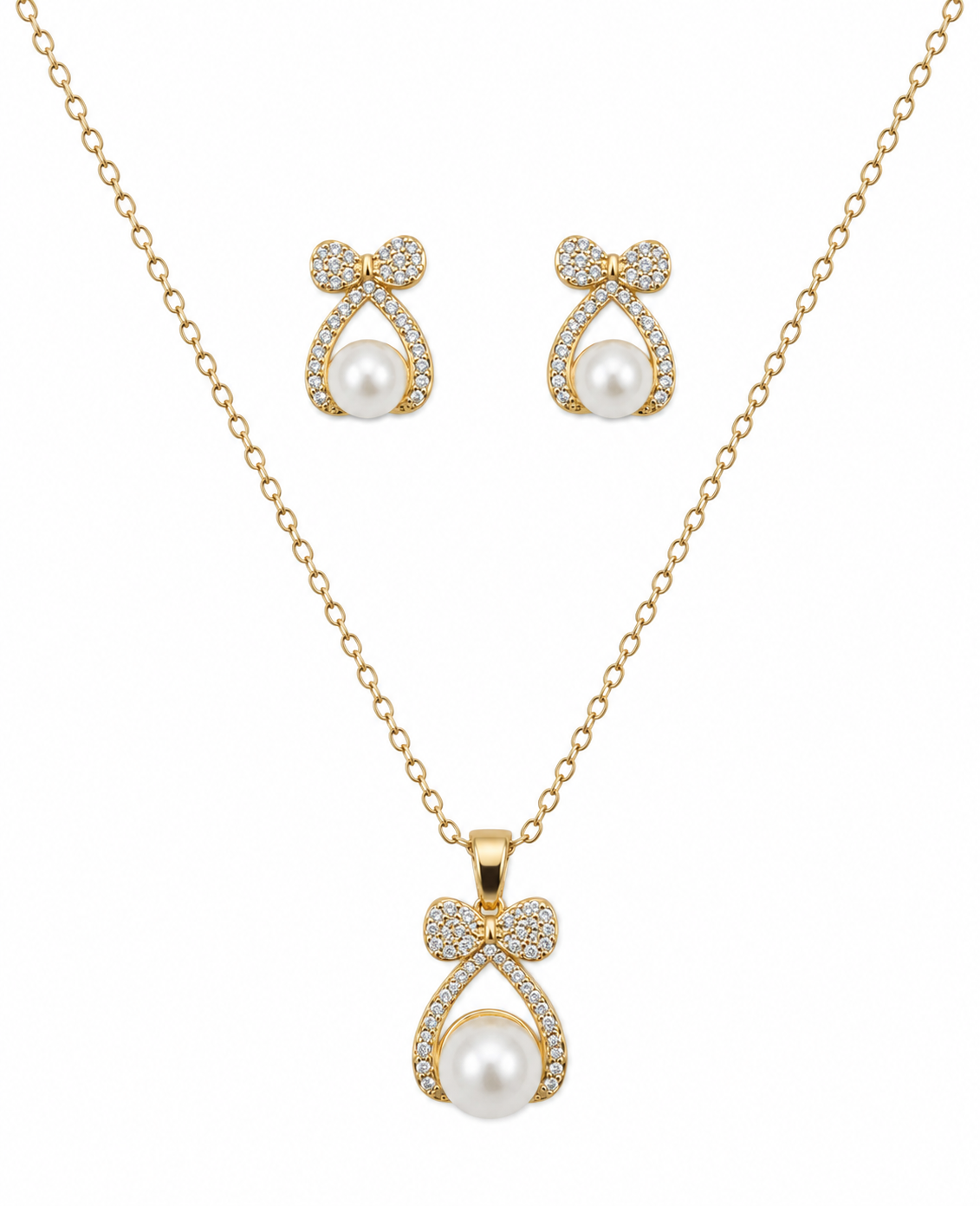 Pearl Bow Pendant Set