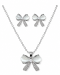 Belle Bow Pendant Set in Silver