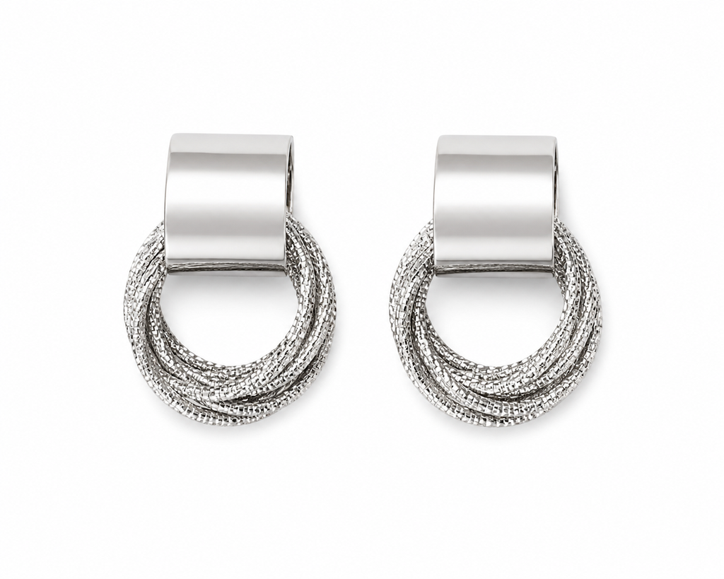 Noir Orbit Earrings in Silver
