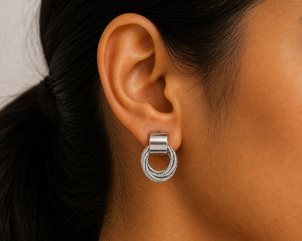 Noir Orbit Earrings in Silver