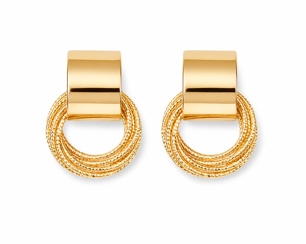 Noir Orbit Earrings in Gold