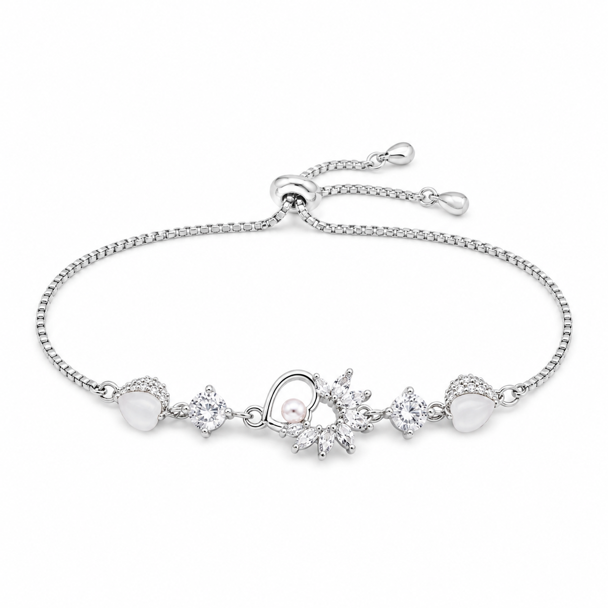 Crystal Heart Bloom Bracelet