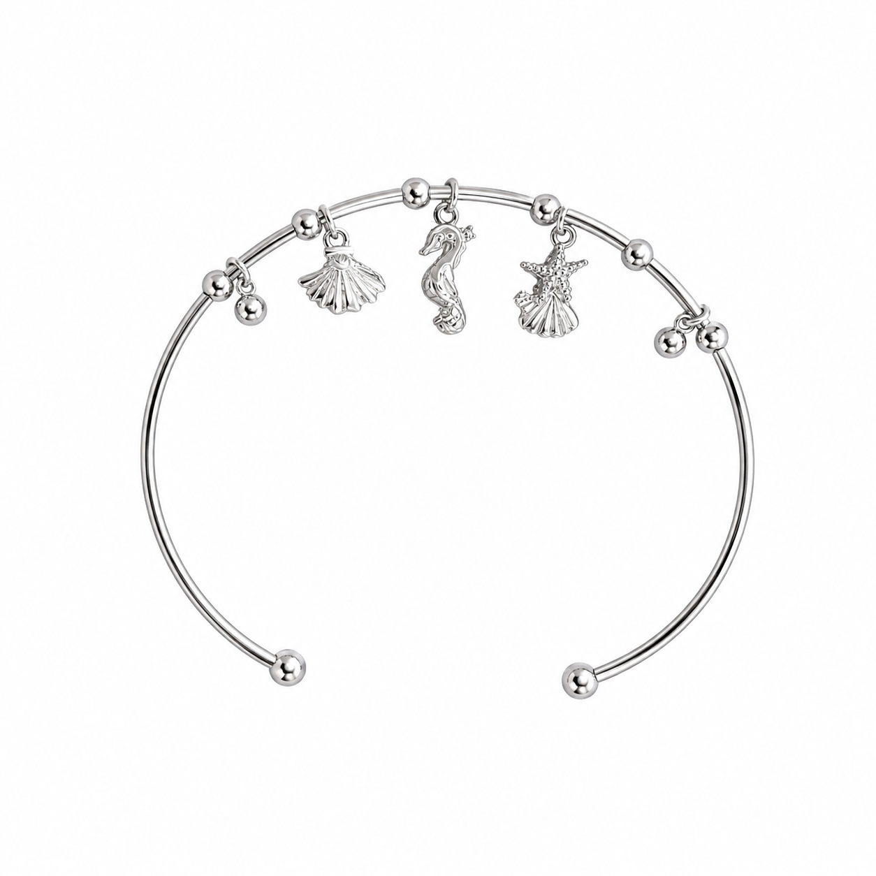 Silver Tide Charm Cuff