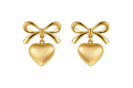 Golden Bow Heart Earrings